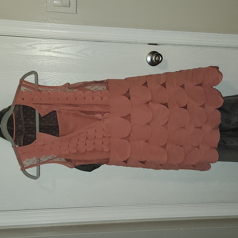 RED VALENTINO Sleeveless Scalloped Georgette Minidress, Pink Confetto Size 44